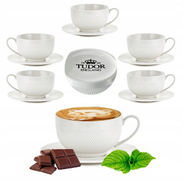 6x Białe Filiżanki Ze Spodkami 230 ml,