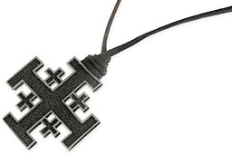 WISIOREK Z KRZYŻEM JEROZOLIMSKIM kolor czarny symbole chrześcijańskie