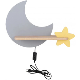 Lumes Szaro-żółty kinkiet ścienny księżyc z wtyczką -