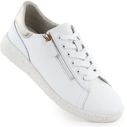 Skórzane półbuty sneakersy damskie białe eVento 138