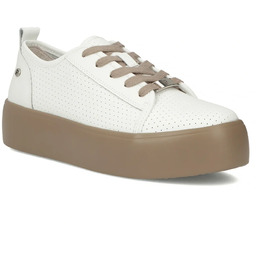 Skórzane półbuty damskie sportowe creepersy białe Filippo DP6116