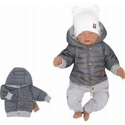 Kurtka pikowana niemowlęca jesienna grafit 68