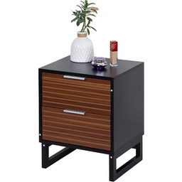 Relaxdays Stolik nocny z 2 szufladami, HWD 50