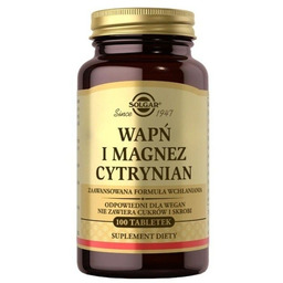 SOLGAR Wapń Magnez Cytrynian suplement diety 100 tabletek