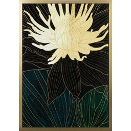 Eurofirany Obraz 484a 53x73 zielony kremowy liść