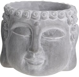 Osłonka na kwiaty Budda, beton szary, 16 x