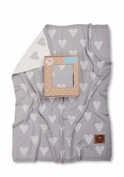Pink No More Koc tkany/ Knitted Blanket Hearts