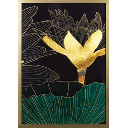 Eurofirany Obraz 484c 53x73 zielony czarny złoty kwiaty