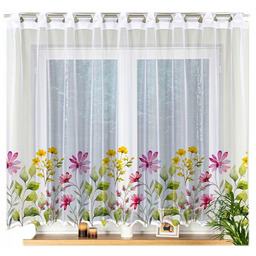 Firanka Gotowa Krótka Flora Wzór Wiosenny W Kwiaty