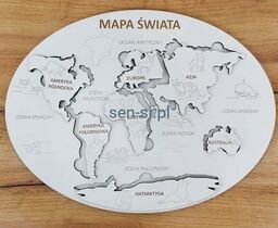 Drewniana mapa świata - kontynenty