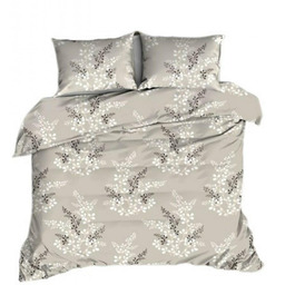 Karo Pościel flanelowa 160x200 beżowa kwiaty gałązki 1312
