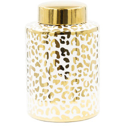 WAZON ceramiczny, okrągły, biało-zloty nowoczesny wzór, dekoracyjny