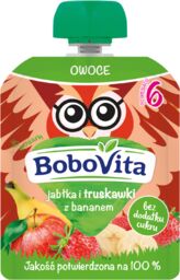 BoboVita Mus w tubce, jabłka i truskawki
