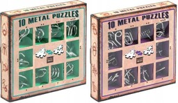 20 Łamigłówek Metalowych zielony fioletowy zestaw Puzzles puzzle