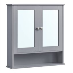 Szafka łazienkowa wisząca z lustrem 13x56,5x58,5cm, szara
