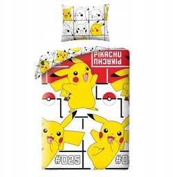 Pościel 140x200 Pokemony żółta poszewka 70x90 Kids Halantex