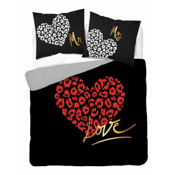 Detexpol Pościel bawełniana 160x200 czarna czerwona biała On