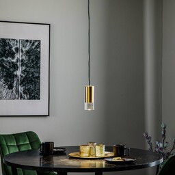 Nowodvorski Lighting Żyrandol Cylinder, przezroczysty/mosiężny, wysokość 15 cm