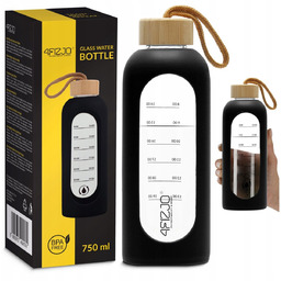 BUTELKA SZKLANA NA WODĘ BIDON MOTYWACYJNA SZCZELNA SILIKONOWE