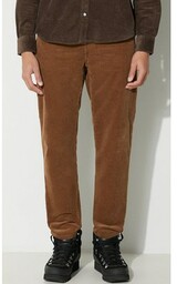 Carhartt WIP spodnie sztruksowe kolor brązowy proste