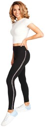 Legginsy Damskie Getry Z Lampasem Czarne L