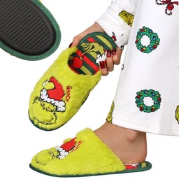 Grinch ANTYPOŚLIZGOWE damskie papcie, ŚWIĄTECZNE kapcie do domu,