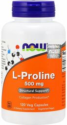 L-Prolina 500 mg, NOW Foods, 120 kapsułek
