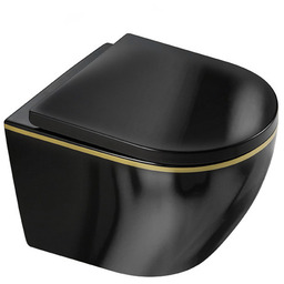 Miska Wc Wisząca Rimless MIZU-BL-GL-RIM-02 Czarna Deska Wolnoopadająca