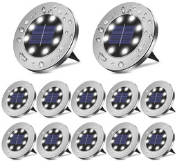 Lampki ogrodowe solarne LED stalowe wbijane 11,5 cm