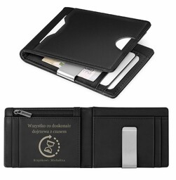 Smart portfel skórzany z grawerem w kolorze czarnym