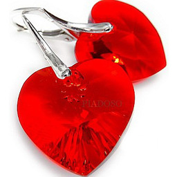 Kryształy Kolczyki Serce Red Kolory