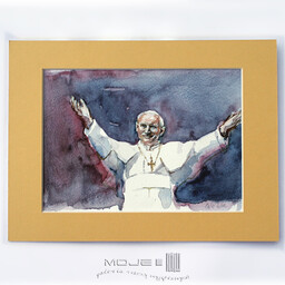 Jan Paweł II - akwarela 18 x 24