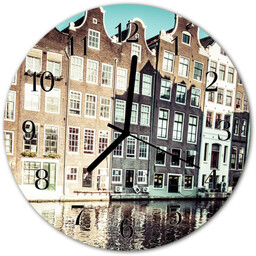 Zegar szklany okrągły Domy