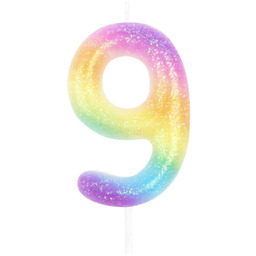 Świeczka cyferka kolorowa ombre - 9 - dziewięć