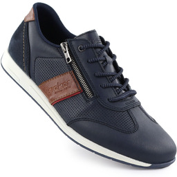 Skórzane komfortowe półbuty męskie granatowe Rieker 11927-14