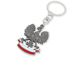 PATRIOTYCZNY BRELOK Z ORŁEM styl wojskowy kolor biały