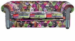 Beliani Sofa 3-osobowa patchworkowa fioletowa CHESTERFIELD