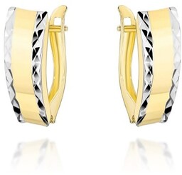 Kolczyki Złote z Diamentowanymi Brzegami i Gładkim Środkiem