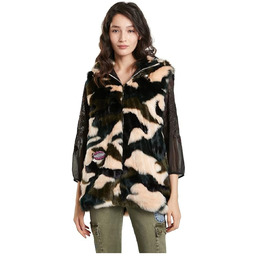 Bezrękawnik damski Desigual Ju futerko moro z kapturem-L