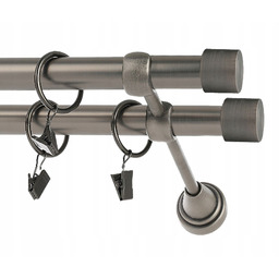 Karnisz Metalowy podwójny fi19 mm 260cm Grafit Szczotkowany