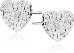 Delikatne rodowane srebrne kolczyki wyciskane serca serduszka heart