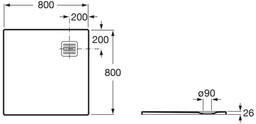 ROCA AP10332032001640 TERRAN Brodzik kwadratowy 800 x 800