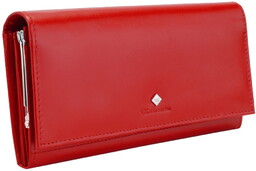 Kochmanski damski portfel czerwony skórzany duży na zatrzask