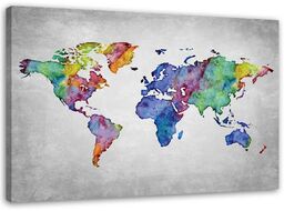 Obraz na płótnie, Kolorowa mapa świata 60x40