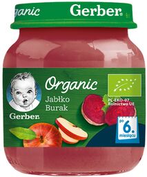 Gerber Organic Deserek, jabłko, burak, po 6 miesiącu,