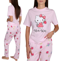 Hello Kitty Damska, DWUCZĘŚCIOWA piżama z krótkim rękawem,