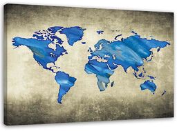 Obraz na płótnie, Niebieska mapa świata 60x40
