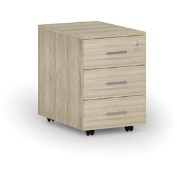 Kontenerek biurowy mobilny SEGMENT, 3 szuflady, dąb naturalny