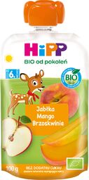 HiPP Mus owocowy Bio, jabłka, mango, brzoskwinie, po