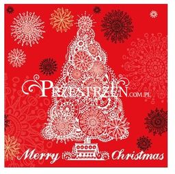 SERWETKI PAPIEROWE Choinka - Merry Christmas - czerwone
